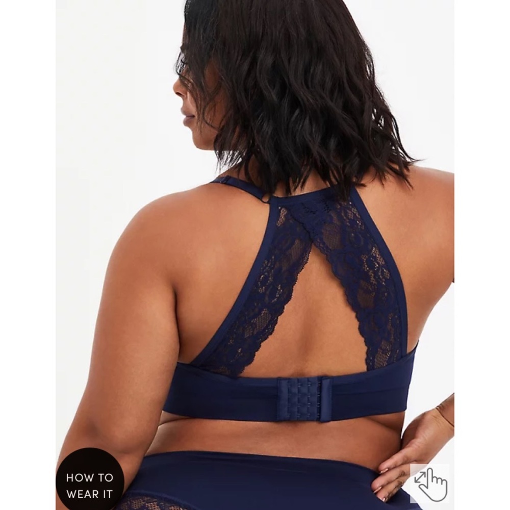 NWT TORRID Navy Racerback Lightly Padded Seamless Flirt Bralette - Picture 5 of 7